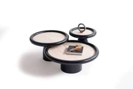 Bari Black Travertine 3-Piece Coffee Table Set from Nova Furniture - Luna Furniture