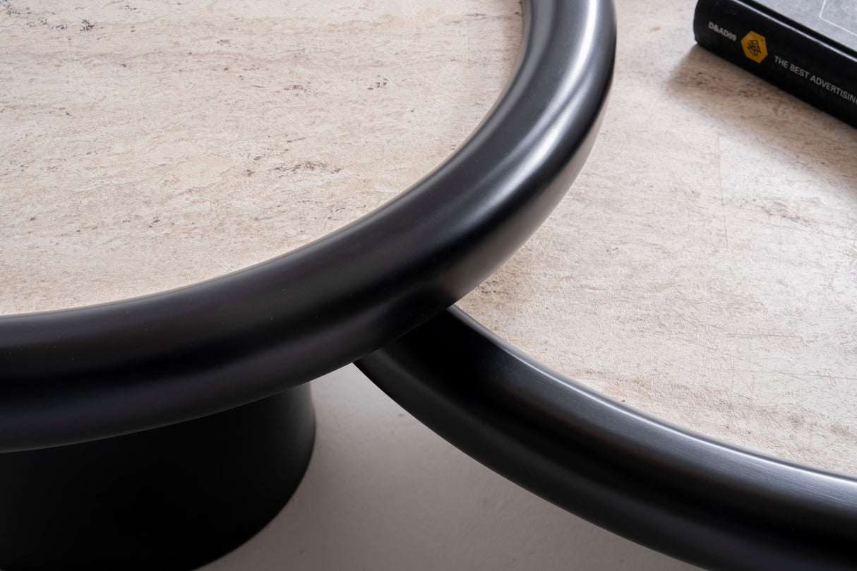 Bari Black Travertine 3-Piece Coffee Table Set from Nova Furniture - Luna Furniture