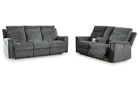 Barnsana Gravel Power Reclining Living Room Set from Ashley - Luna Furniture