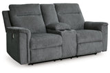 Barnsana Gravel Power Reclining Sofa, Loveseat and Recliner from Ashley - Luna Furniture