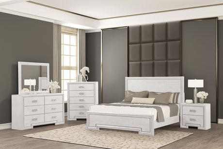 Basilone Rustic White Queen Bed from Furniture of America - Luna Furniture