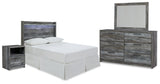 Baystorm Full Panel Headboard with Mirrored Dresser and Nightstand in Gray from Ashley - Luna Furniture