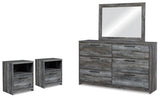 Baystorm Gray Dresser, Mirror and 2 Nightstands from Ashley Furniture - Luna Furniture