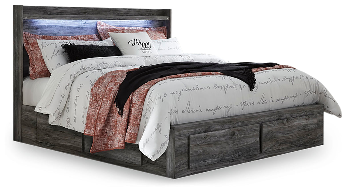 Baystorm Gray King Panel Bed with Storage, Dresser, Mirror and 2 Nightstands from Ashley - Luna Furniture