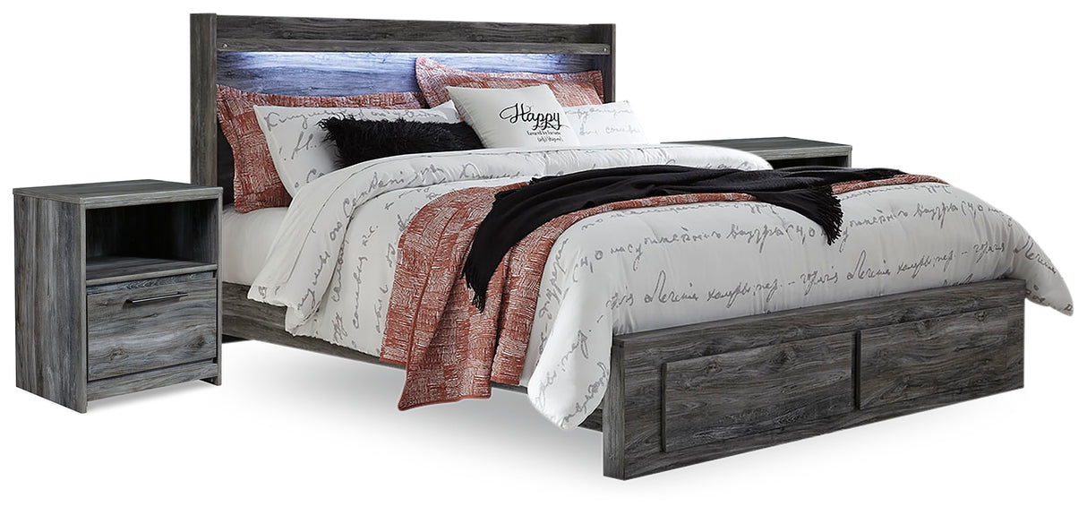 Baystorm Gray King Panel Storage Bed and 2 Nightstands from Ashley - Luna Furniture