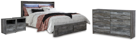 Baystorm Gray King Storage Bed, Dresser and 2 Nightstands from Ashley - Luna Furniture