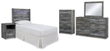 Baystorm Gray Twin Panel Headboard Bed, Dresser, Mirror and Nightstand from Ashley Furniture - Luna Furniture
