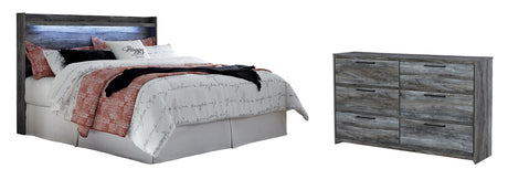 Baystorm King Panel Headboard Bed with Dresser in Gray from Ashley - Luna Furniture