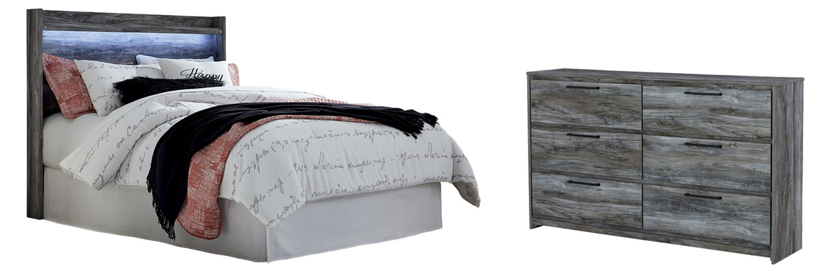 Baystorm Queen Panel Headboard Bed with Dresser in Gray from Ashley Furniture - Luna Furniture