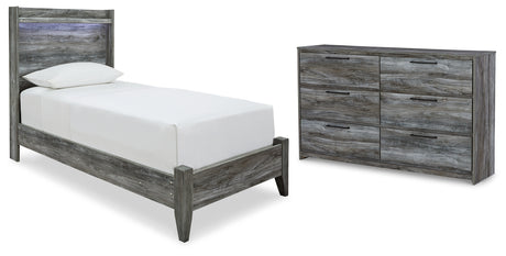 Baystorm Twin Panel Bed with Dresser in Gray from Ashley - Luna Furniture