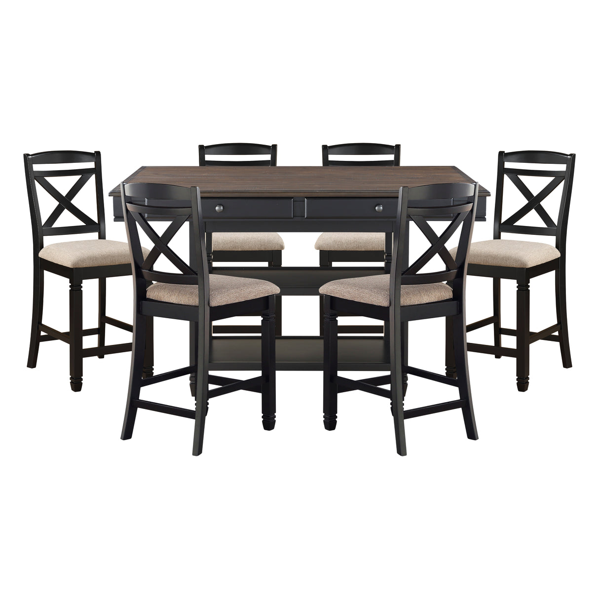Baywater Black/Brown/Beige 7-Piece Counter Height Set from Homelegance - Luna Furniture