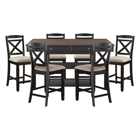 Baywater Black/Brown/Beige 7-Piece Counter Height Set from Homelegance - Luna Furniture