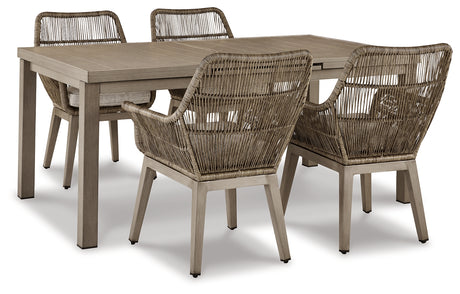 Beach Front Outdoor Dining Table and 4 Chairs in Beige from Ashley - Luna Furniture