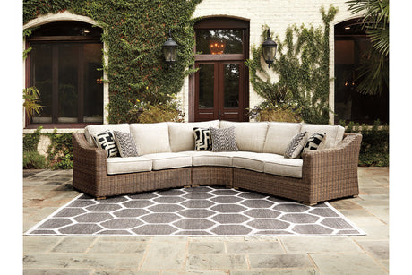 Beachcroft Beige 3-Piece Outdoor Sectional with Coffee Table and 2 End Tables from Ashley - Luna Furniture