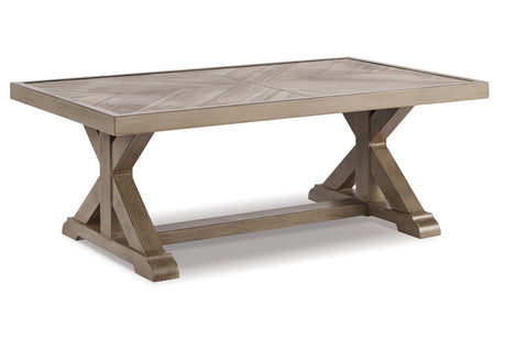 Beachcroft Beige 5-Piece Outdoor Sectional with Coffee Table and 2 End Tables from Ashley - Luna Furniture