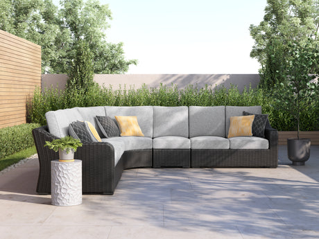 Beachcroft Black/Light Gray 5-Piece Outdoor Sectional from Ashley - Luna Furniture