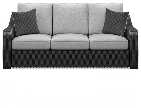 Beachcroft Outdoor Sofa with 2 Lounge Chairs in Black/Light Gray from Ashley - Luna Furniture