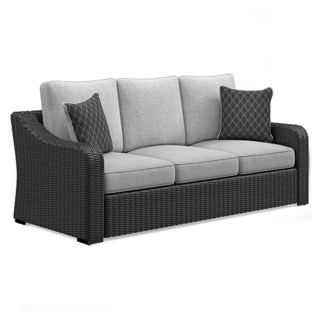 Beachcroft Outdoor Sofa with 2 Lounge Chairs in Black/Light Gray from Ashley - Luna Furniture