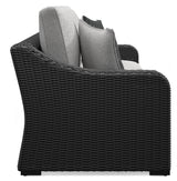 Beachcroft Outdoor Sofa with 2 Lounge Chairs in Black/Light Gray from Ashley - Luna Furniture