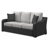 Beachcroft Outdoor Sofa with 2 Lounge Chairs in Black/Light Gray from Ashley - Luna Furniture