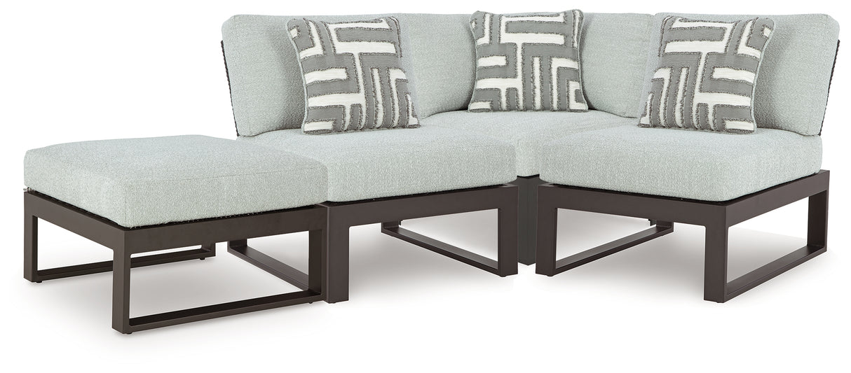 Beachloft Black/Gray 4-Piece Outdoor Sectional from Ashley Furniture - Luna Furniture