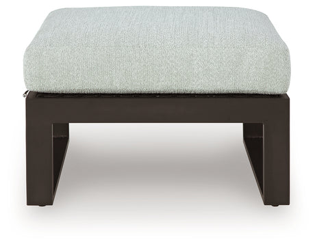 Beachloft Black/Gray Outdoor Ottoman with Cushion from Ashley - Luna Furniture