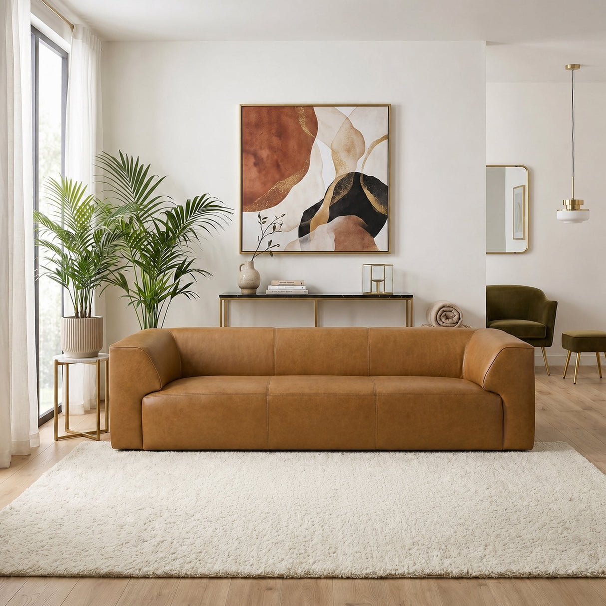 Beaucaire Tan Leather Sofa