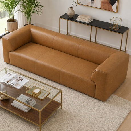 Beaucaire Tan Leather Sofa from Ashcroft Furniture - Luna Furniture