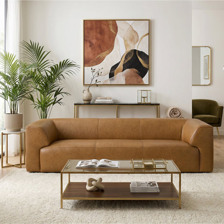 Beaucaire Tan Leather Sofa from Ashcroft Furniture - Luna Furniture