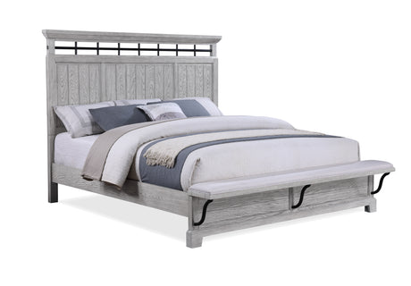 Beckett Rustic Gray Footboard Bench Panel Bedroom Set from Crown Mark - Luna Furniture