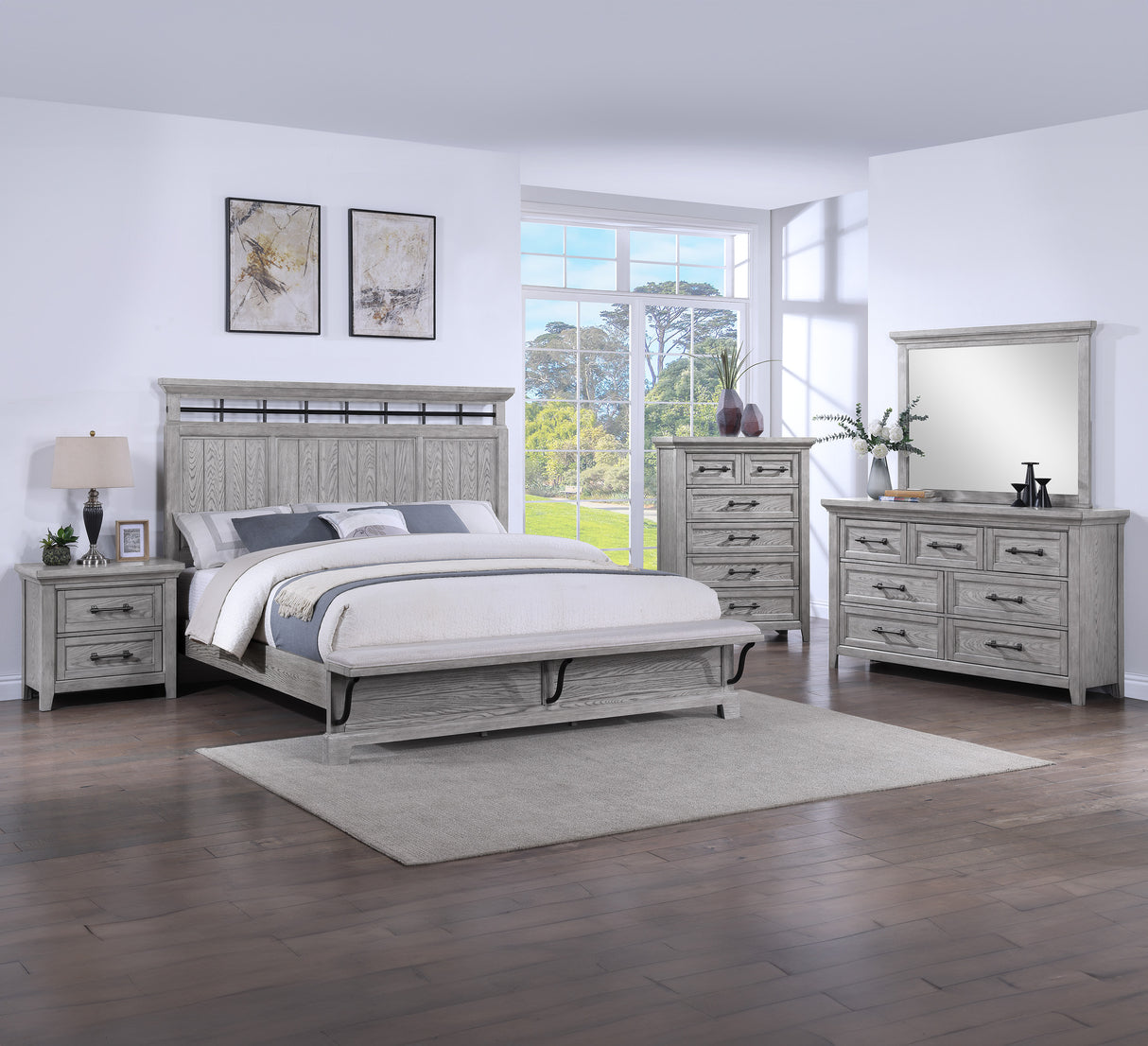 Beckett Rustic Gray King Footboard Bench Panel Bed from Crown Mark - Luna Furniture