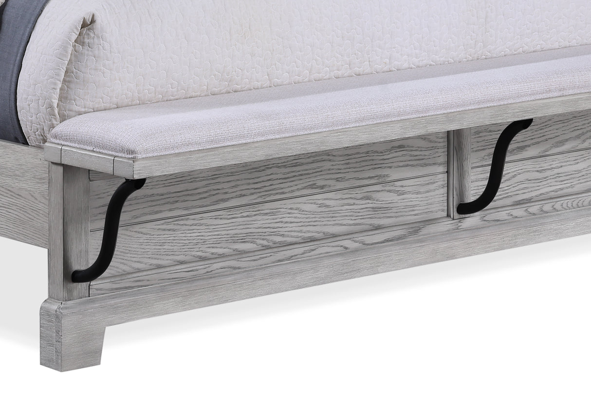 Beckett Rustic Gray Queen Footboard Bench Panel Bed from Crown Mark - Luna Furniture