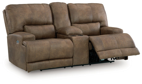 Beckley Place Earth Power Reclining Loveseat with Console from Ashley - Luna Furniture
