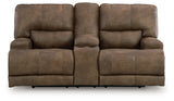 Beckley Place Earth Power Reclining Loveseat with Console from Ashley - Luna Furniture