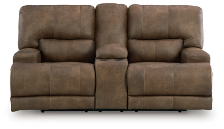 Beckley Place Earth Power Reclining Loveseat with Console from Ashley - Luna Furniture