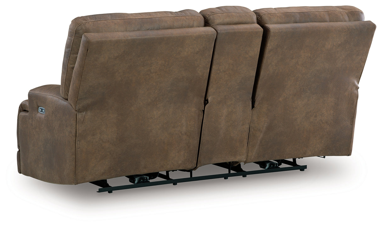 Beckley Place Earth Power Reclining Loveseat with Console from Ashley - Luna Furniture