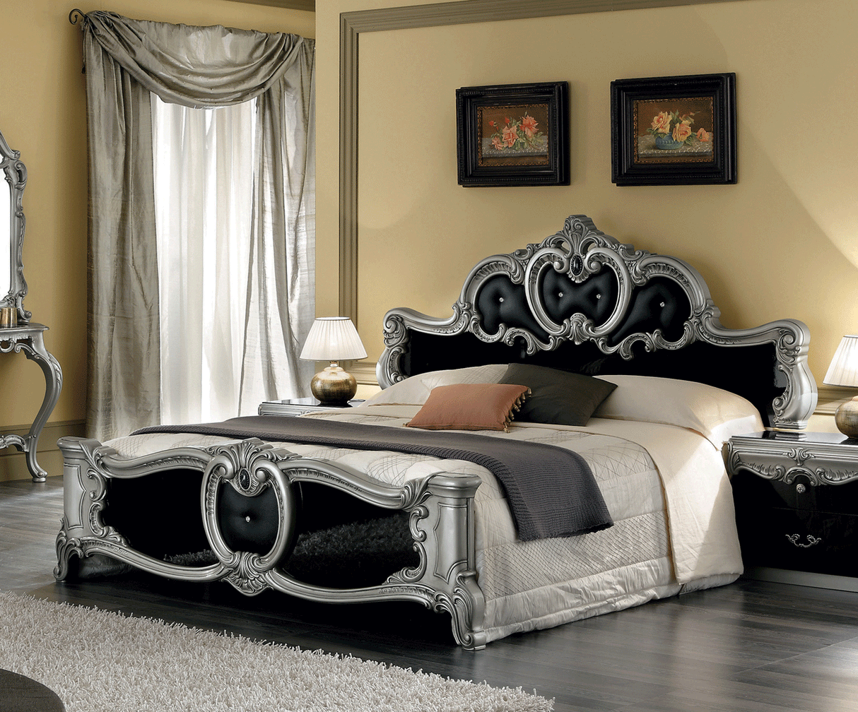 Barocco Night Stand Black-Silver from ESF Furniture - Luna Furniture