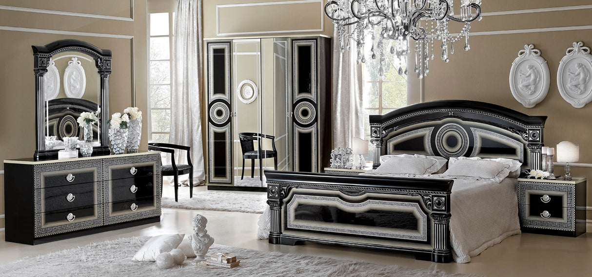 Aida Black/Silver Queen Bed from ESF Furniture - Luna Furniture