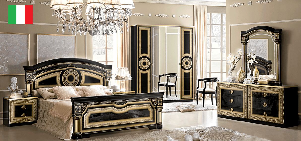 Aida Black w/Gold Nightstand from ESF Furniture - Luna Furniture