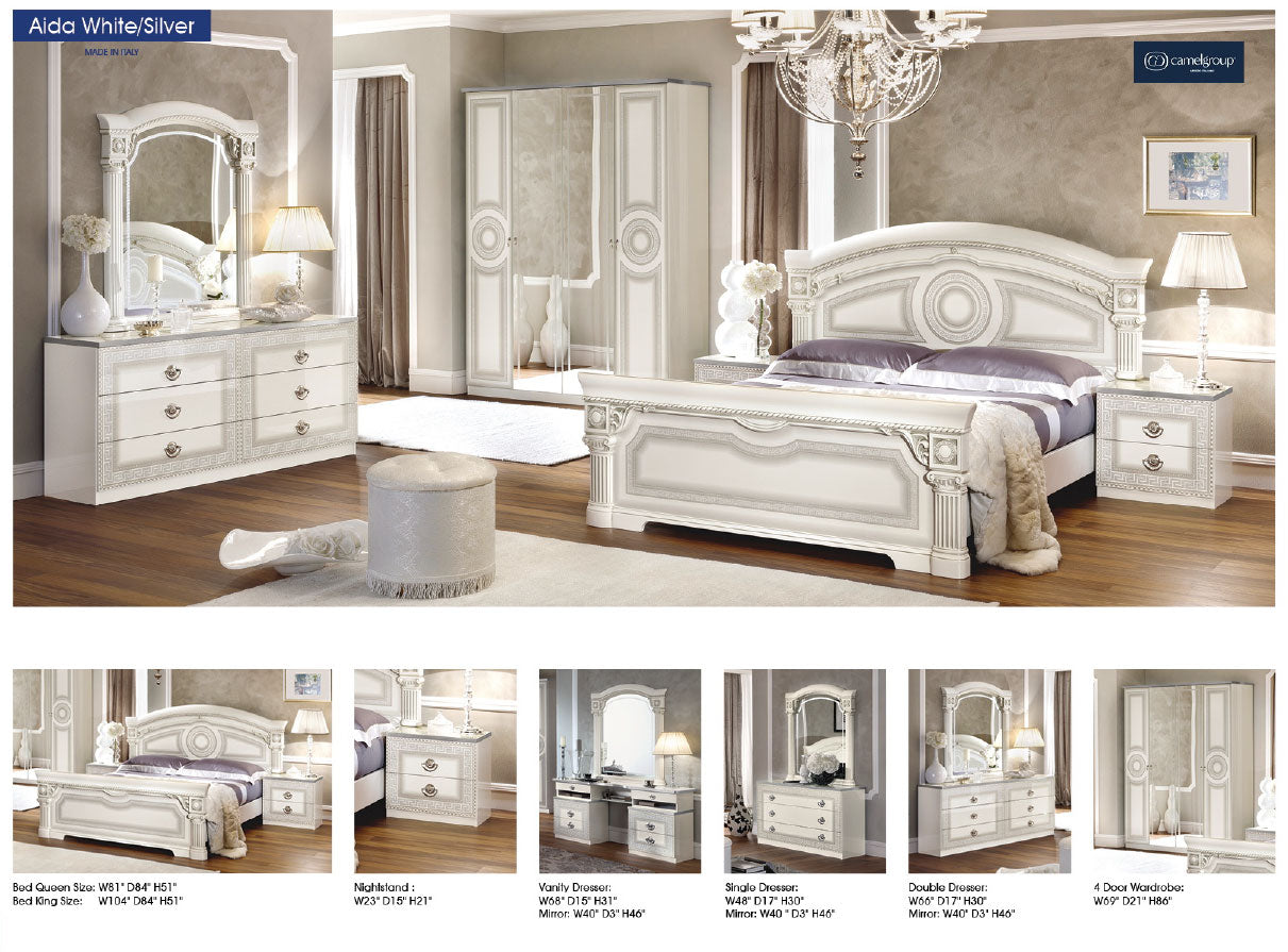 Aida White w/Silver Nightstand from ESF Furniture - Luna Furniture
