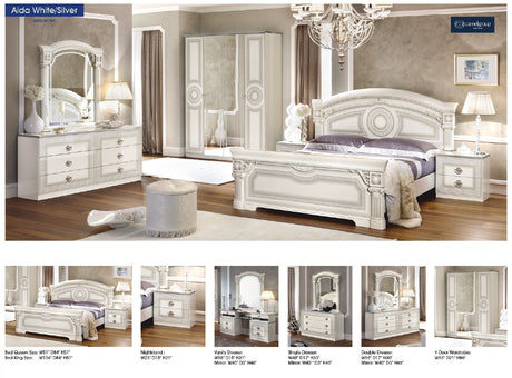 Aida White w/Silver Nightstand from ESF Furniture - Luna Furniture