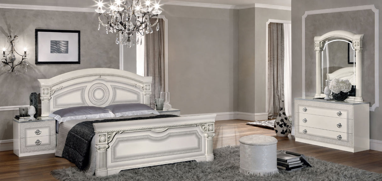 Aida White w/Silver Nightstand from ESF Furniture - Luna Furniture