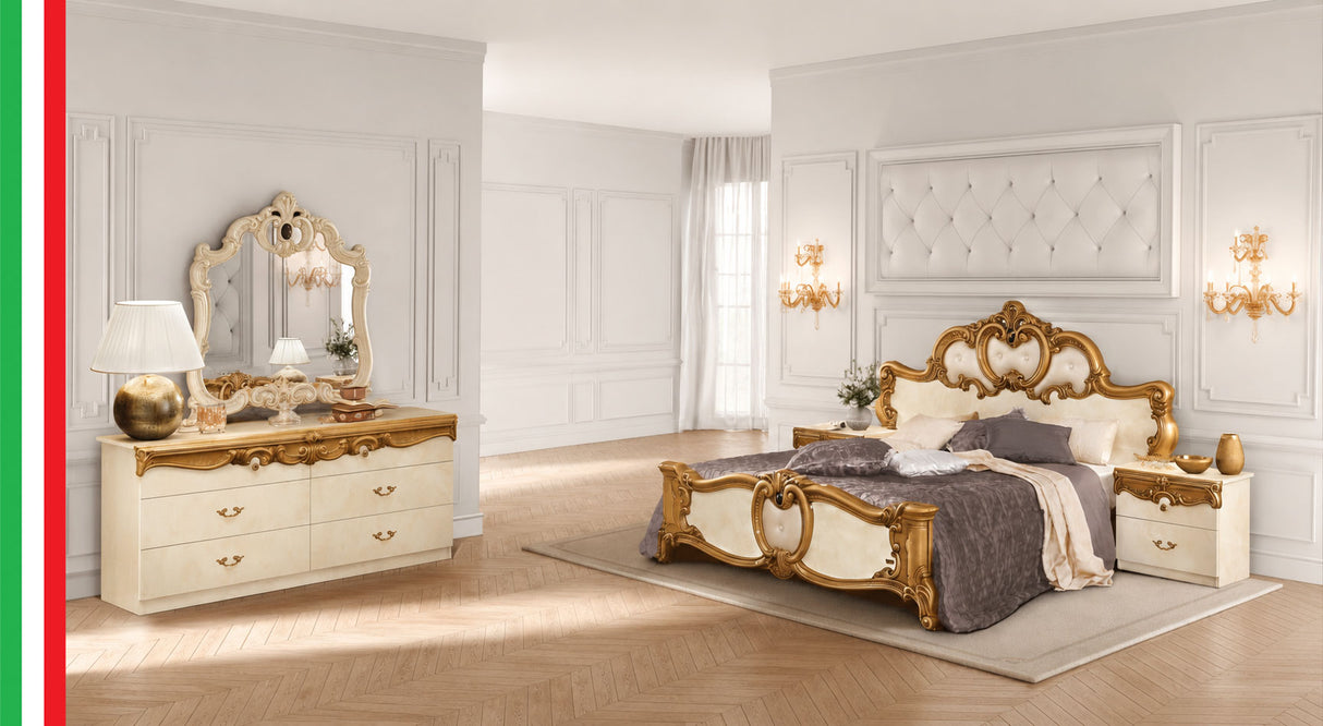 Barocco Ivory/Gold Queen Bed