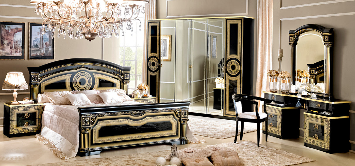 Aida Black/Gold Queen Bed from ESF Furniture - Luna Furniture
