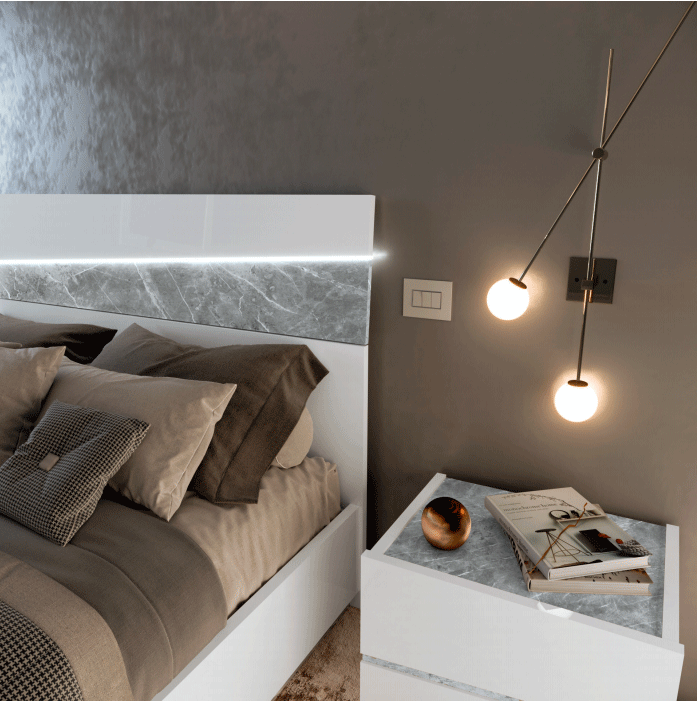 Alba White LED King Bed from ESF Furniture - Luna Furniture