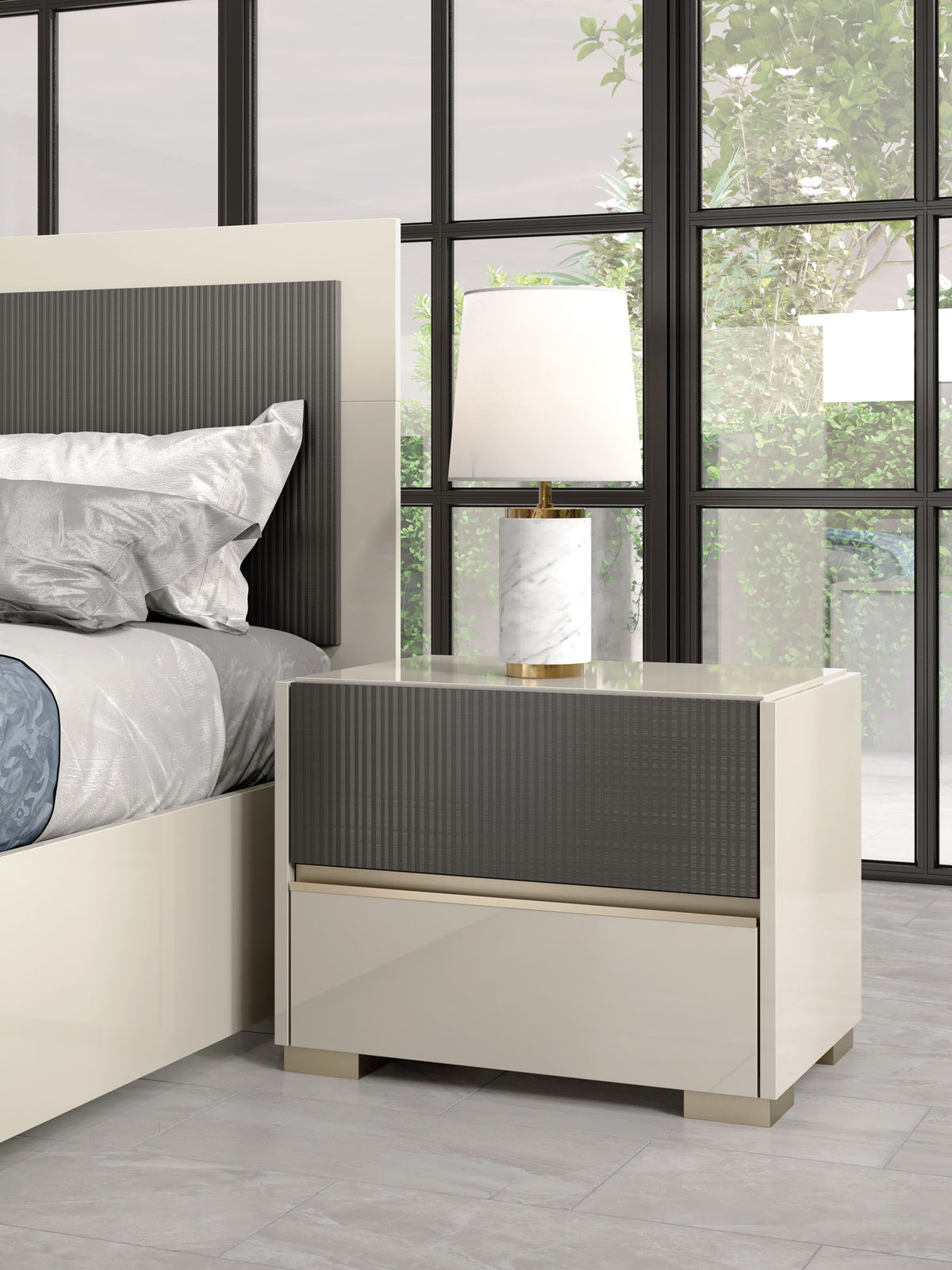Alfa Champagne Nightstand from ESF Furniture - Luna Furniture