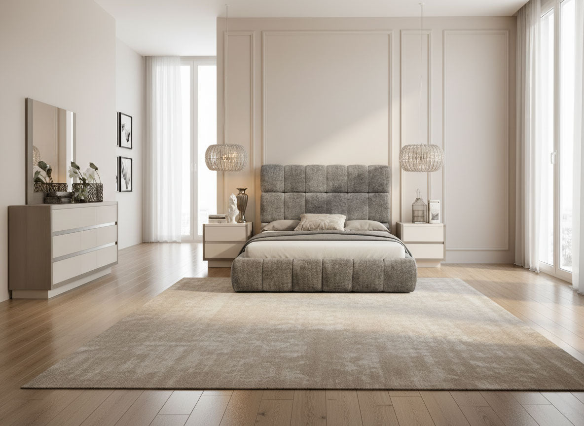 Austin Gray Upholstered King Bed from ESF Furniture - Luna Furniture