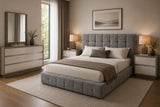 Austin Gray Upholstered King Bed from ESF Furniture - Luna Furniture