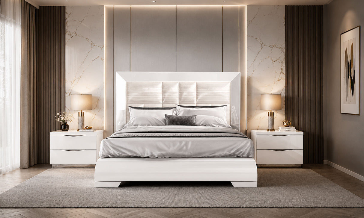 Carmen White KS Bed + Slats Frame Set from ESF Furniture - Luna Furniture