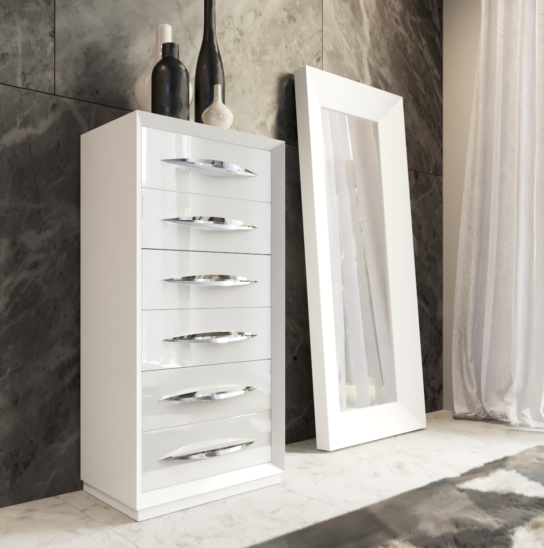 Carmen White Mirror for Single Dresser from ESF Furniture - Luna Furniture